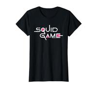 Squid Game Classic White Text Logo T-Shirt, Women, Black, 3X-Large