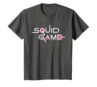 Squid Game Classic White Text Logo T-Shirt, Youth, Asphalt Grey, Large