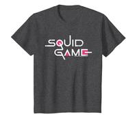 Squid Game Classic White Text Logo T-Shirt, Youth, Dark Heather Grey, Small