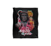 Squid Game Front Man And Guards Officially Licensed Silky Touch Super Soft Throw Blanket 152 x 127 cm Netflix White One Size