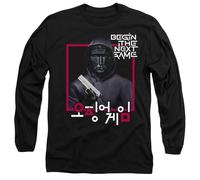 Squid Game Front Man Korean Logo Unisex Long Sleeve T Shirt, Black, Large