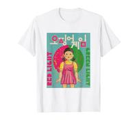 Squid Game Korean Text Logo Red Light Green Light Doll T-Shirt, Men, White, Medium