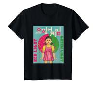 Squid Game Korean Text Logo Red Light Green Light Doll T-Shirt, Youth, Black, Medium