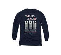 Squid Game Men's DALGONA CANDY SHAPES Long Sleeve T-Shirt in Navy | Size: XL Squid Game Navy XL