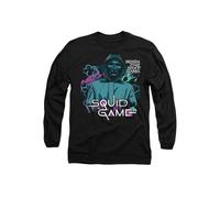 Squid Game Men's FRONT MAN BEGIN THE NEXT GAME Long Sleeve T-Shirt in Black | Size: Small Squid Game Black S