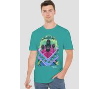 Squid Game Men's FRONT MAN & GUARDS COMIC T-Shirt, Jade Dome | Size: 2XL Squid Game Jade 2XL