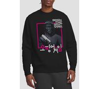 Squid Game Men's FRONT MAN KOREAN LOGO Sweatshirt, Black | Size: 2XL Squid Game Black 2XL