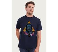 Squid Game Men's Korean Text Logo Front Man T-Shirt in Navy | Size: Small Squid Game Navy S