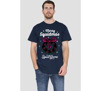 Squid Game Men's Merry Squidmas Wreath T-Shirt Navy | Size: Large Squid Game Navy L