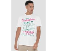 Squid Game Men's PENTATHLON RACE COMIC T-Shirt, White | Size: Large Squid Game White L
