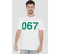 Squid Game Men's Player 067 T-Shirt, White | Size: 4XL Squid Game White 4XL
