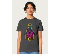 Squid Game Men's Playing Field Shape Front Man & Masked Men Relaxed Fit T-Shirt in Charcoal | Size: Medium Squid Game Charcoal M