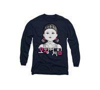 Squid Game Men's YOUNG-HEE POP ART Long Sleeve T-Shirt in Navy | Size: XL Squid Game Navy XL