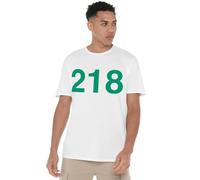 Squid Game Player 218 Unisex T Shirt, White, X-Large