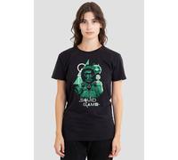 Squid Game Women's Front Man & Group Overlay T-Shirt, Black | Size: Small Squid Game Black S