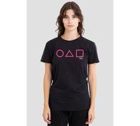 Squid Game Women's Main Icons Pink T-Shirt, Black | Size: 2XL Squid Game Black 2XL