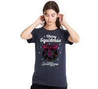 Squid Game Women's Merry Squidmas Wreath Christmas T-Shirt, Deep Navy | Size: Medium Squid Game Navy M