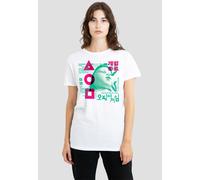 Squid Game Women's Young Hee Overlay T-Shirt, White | Size: 2XL Squid Game White 2XL