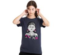 Squid Game Women's YoungHee Pop Art T-Shirt, Deep Navy | Size: XL Squid Game Navy XL