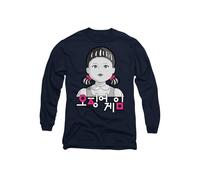 Squid Game Young-HEE Pop Art Unisex Long Sleeve T Shirt, Navy, X-Large