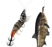 Squid Hook,8cm Octopus Bait with Double Umbrella Hook - Rolling In The Dark Realistic Shrimp Design Squid Jig Hooks,For Trolling Sea Underwater Lakes Rivers Slow Sinking