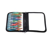 Squid Jig Fishing Baits with 3D Lifelike Eyes, Luminous Tail Saltwater Shrimp Lures, Feathered Wing Design, 10 Pcs Artificial Squid Jigs with Storage Bag for Night and Deep Sea (3.0#)