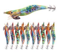 Squid Jig Fishing Lures Luminous Hard Shrimp Lure Saltwater Squid Jig Hooks Glow Bait Prawn Octopus Cuttlefish Sea Fishing Lures Kit (2.5#(10cm), 10pcs)