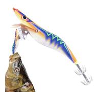 Squid Jig - Glow in the Dark Fishing Lures, Wooden Hooks with Effect, Flexible Swimming, Realistic for Cod, Snapper, Snakehead, Squid, Sea Bass