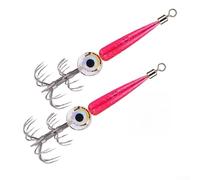 Squid Jig Hooks 2 Pack ABS Material With LED Glow Triggered By Water for IMMERSION For Night Fishing Squid Cuttlefish And Octopus(4# Pink)