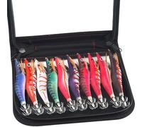 Squid Jig Hooks Saltwater Fishing Lures 10PCS Luminous Cuttlefish Bionic Prawn Shrimps Lure Atrificial Bait with Dual-Layer Hooks 2.5# Length:4.02inch