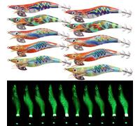 Squid Jig Saltwater Glow Squid Lures, 5/10pcs Luminous Shrimp Lure Fluorescent Squid Jigs Prawn Cuttlefish Sleeve Octopus Jigs Fishing Lures