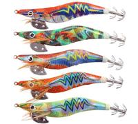 Squid Jig Saltwater Glow Squid Lures, 5/10pcs Luminous Shrimp Lure Fluorescent Squid Jigs Prawn Cuttlefish Sleeve Octopus Jigs Fishing Lures