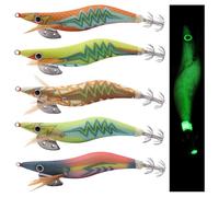 Squid Jig Shrimp Fishing Lures for Tihten Fish Lures Luminous Artificial Lures Saltwater Fishing Hooks Pack of 5/10