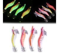 Squid Jig, Soft Luminous Plastic Shrimp Bait, Artificial Jigging Lures, 4Pcs Glow-in-the-Dark Fishing for Night Dawn Anglers, Saltwater Fishermen, Coastal and Deep Sea Fishing Enthusiasts