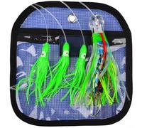 Squid Lure for Offshore Trolling and Drifting with Silicone Skirt That Maintains Pose Underwater Flow (6inch green)