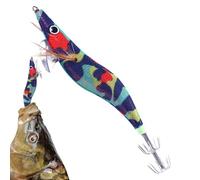 Squid Lure - Squid Bait | Wooden Shrimp Hook with Effect Flexible Swimming Realistic Shrimp for Cod, Snapper, Snakehead Fish, Bass