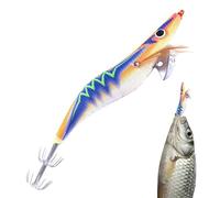 Squid Lure - Squid Bait | Wooden Shrimp Hook with Glow Effect, Flexible Swimming, Realistic Shrimp for Cod, Snapper, Snakehead, Squid, Bass