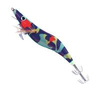 Squid lure, Squid Jig is a lure that glows underwater to attract squid and fish.Wooden shrimp hook with luminous effect, flexible swimming, realistic shrimp for cod, v
