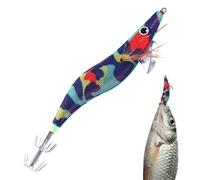 Squid Lure, Wooden Squid Lure - Shrimp Hook with Effect - Flexible Swimming - Bar, Snakehead Fish, Snapper