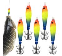 Squid Poteras in Saltwater - 5 Pieces of Artificial Baits That Glow in the Dark for Fishing - Artificial Lures for Fishing - for Bass Trout Perch Catfish Kayak Saltwater
