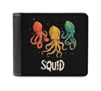 Squid Squad PU Leather Wallets Stylish Bifold Wallet Slim Front Pocket Credit Card Holder for Women Men