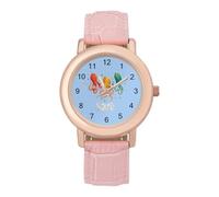 Squid Squad Women's PU Leather Strap Watch Analog Quartz Watch Casual Wristwatch for Home Work