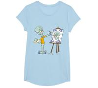 Squidward Paintings in His House T-Shirt, Girls, Baby Blue, X-Small