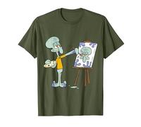 Squidward Paintings in His House T-Shirt, Men, Olive Green, XX-Large