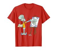 Squidward Paintings in His House T-Shirt, Men, Red, 3X-Large