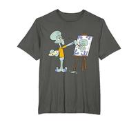 Squidward Paintings in His House T-Shirt, Men's Big and Tall, Asphalt Grey, 3X Tall