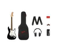Squier Affinity Series Stratocaster Mustang Micro Pack Black with Gig Bag and HD9 Headphones