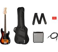 Squier by Fender Affinity Precision Bass Pack, Sunburst, PJ Pickup, Rumble 15 Amp, Gig Bag, Strap, Instrument Cable, 3-Month Fender Play Online Lessons