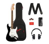 Squier Affinity Series Stratocaster Mustang Micro Pack Black with Gig Bag and HD9 Headphones