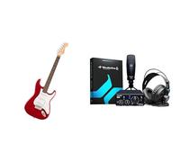 Squier by Fender Debut Stratocaster Guitar Recording Bundle, Dakota Red, with PreSonus AudioBox GO Creator bundle (Audio Interface, Microphone, Heaphones and Software)